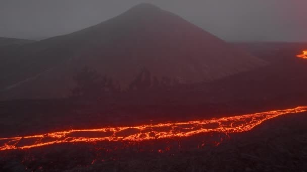 Litli Hrutur Yanardağının Reykjanes Yarımadasındaki Dramatik Volkanik Patlamasının Inanılmaz Havası — Stok video
