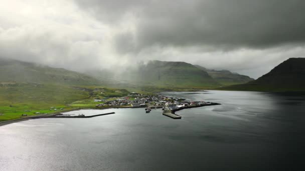 Város Óceán Partján Kis Város Izlandon Gyönyörű Légi Kilátás Táj — Stock videók