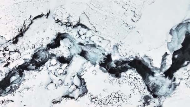 哥达福斯 冰岛著名的瀑布 冬天冰冻的瀑布 一个神奇的冰雪冬季地点 清澈的冰水和巨大的水流 高质量的4K镜头 — 图库视频影像