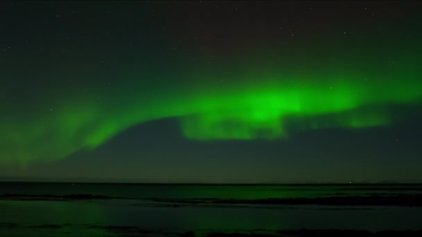 Aurora Borealis Northern Lights Iceland Real Night Sky Stars Time — Stock Video