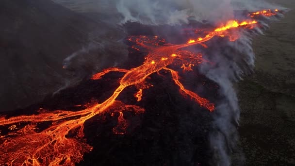 Drámai Vulkánkitörés Litli Hrutur Vulkán Reykjanes Félszigeten Egy Vulkán Születése — Stock videók