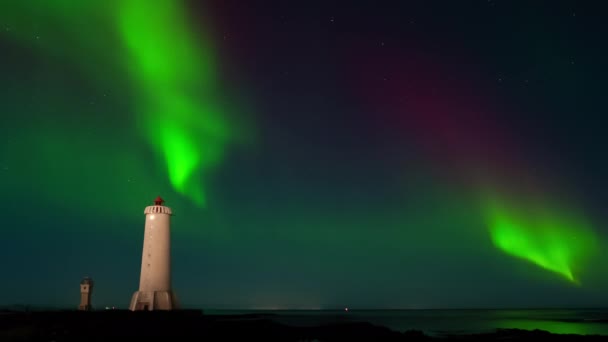 Aurora Borealis Zlanda Kuzey Işıkları Yıldızların Zaman Hızı Astronomik Fenomen — Stok video