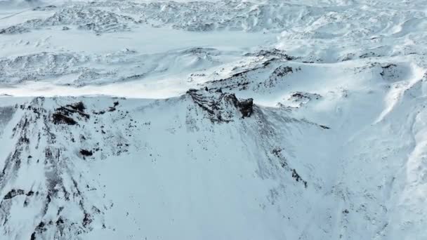 Catena Montuosa Innevata Vista Aerea Paesaggio Naturale Islanda Cime Innevate — Video Stock