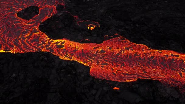 Wybuch Wulkanu Islandii Płynąca Rzeka Red Hot Lava Fenomen Niewiarygodnej — Wideo stockowe