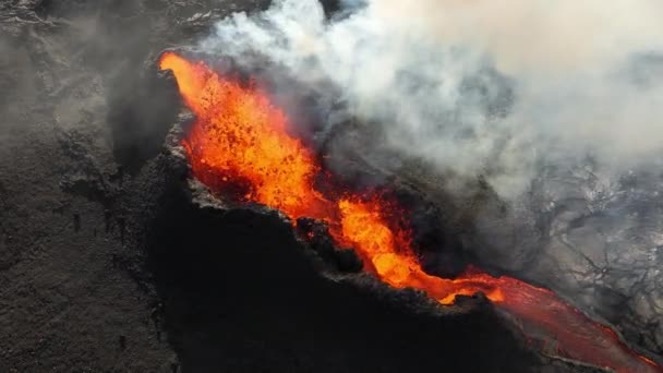 Erupție Vulcanică Islanda Râul Roșu Lava Fierbinte Fenomen Natural Incredibil — Videoclip de stoc