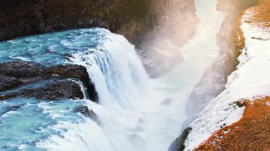 Güneybatı İzlanda 'da Gulfoss şelalesi. Yüksek kalite 4k görüntü