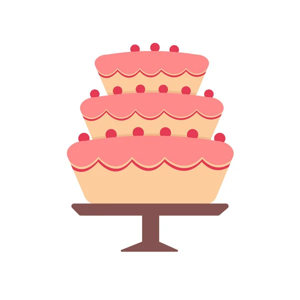 Festive Wedding Cake Flat Icon Vector Illustration Isolated White Background — Stock Vector