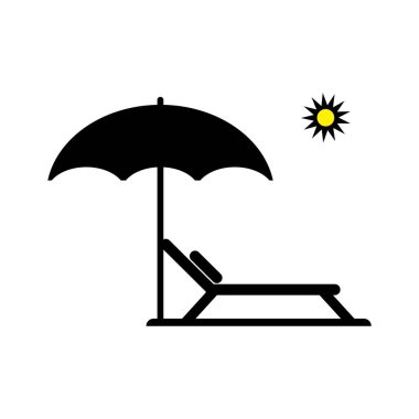 Plaj sandalyesi simgesi vektör illüstrasyon logosu tasarımı