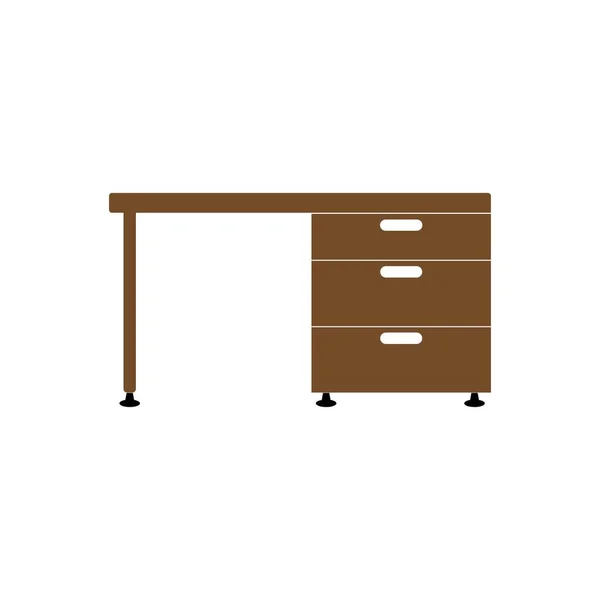 Ofis Masası Simgesi Vektör Illüstrasyon Logo Tasarımı — Stok Vektör