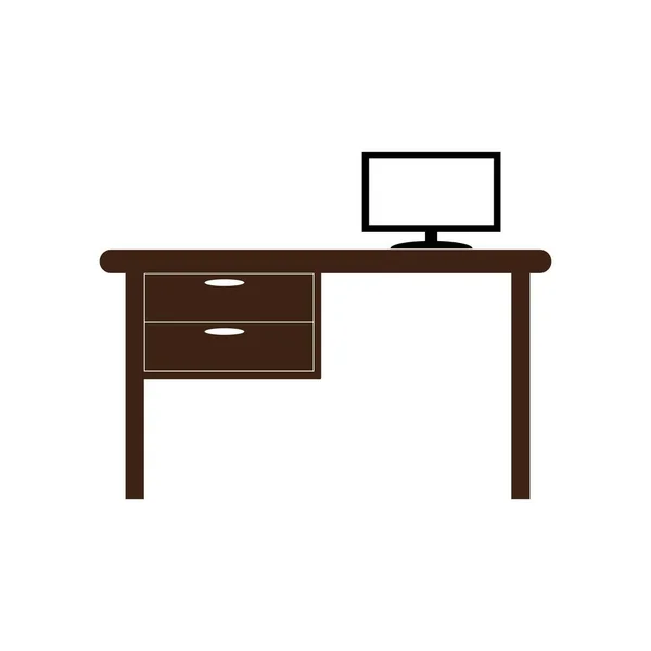 Büro Schreibtisch Symbol Vektor Illustration Logo Design — Stockvektor