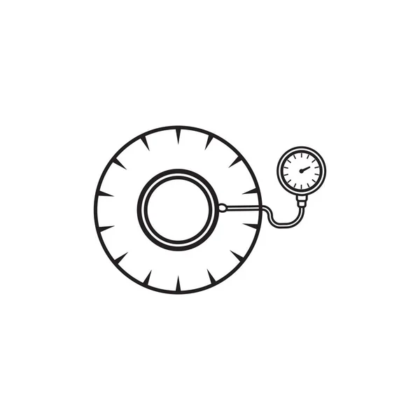 Τροχός Αυτοκινήτου Μανόμετρο Εικονογράφηση Λογότυπο Σχεδιασμό — Διανυσματικό Αρχείο