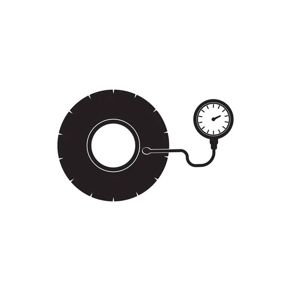 Tire Pressure Gauge Icon Car Wheel Manometer Illustration Logo Design — Stock Vector