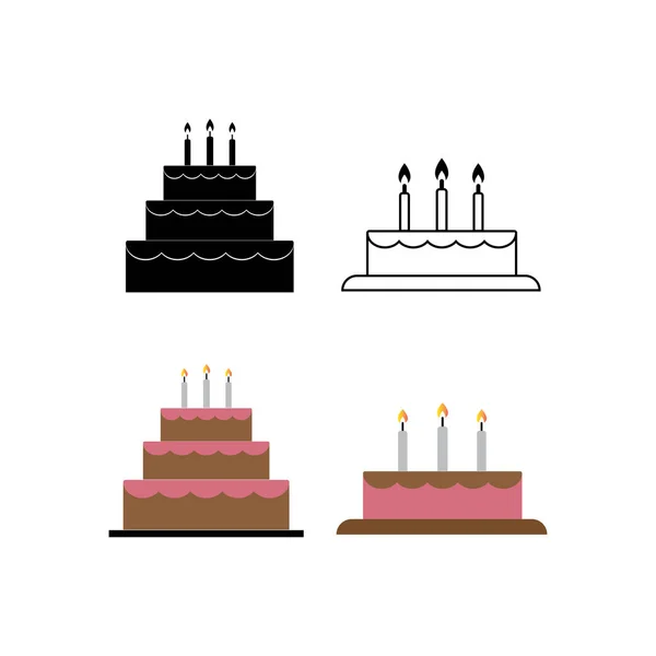 Birthday Cake Vector Icon Illustration Simple Design — Stock Vector