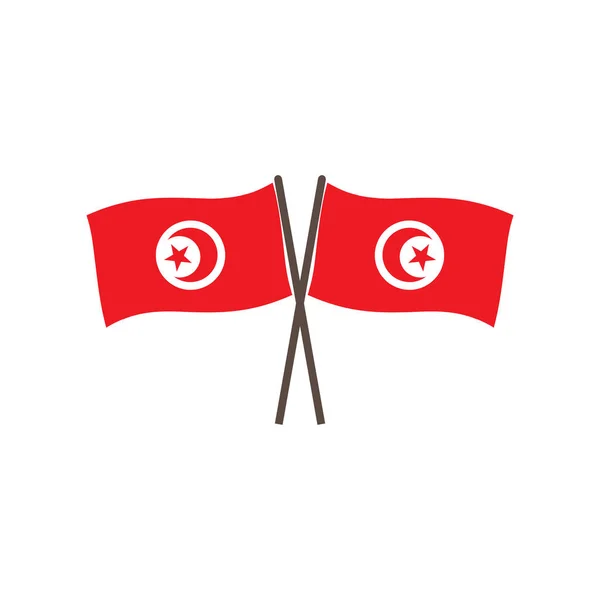 チュニジア国旗アイコンベクトルイラストシンプルなデザイン — ストックベクタ