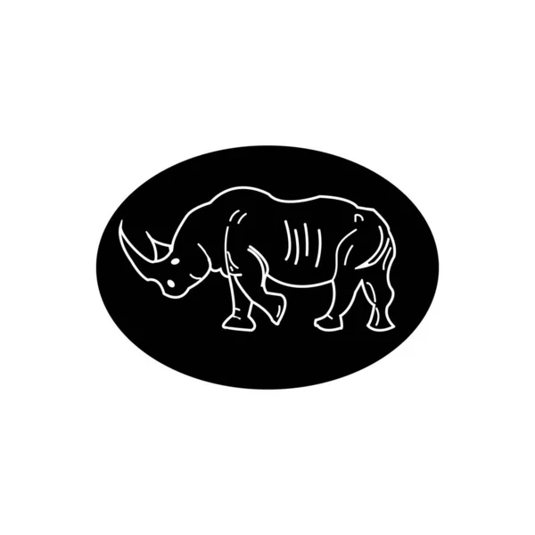 Horned Rhino Icon เวกเตอร ภาพวาดการออกแบบง ายๆ — ภาพเวกเตอร์สต็อก