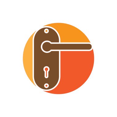 Kapı kolu düz vektör simgesi, illüstrasyon tasarım şablonu.