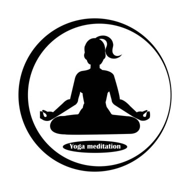 Yoga simgesi. Meditasyon ikonu vektör illüstrasyon tasarım sembolü.