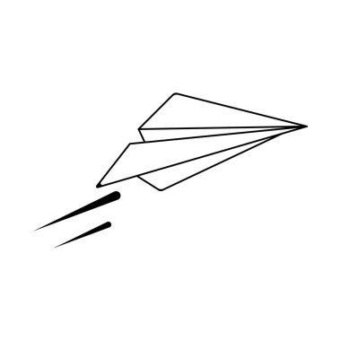 Kağıt düzlem simgesi vektörü, İleti katı logo illüstrasyonu gönder.