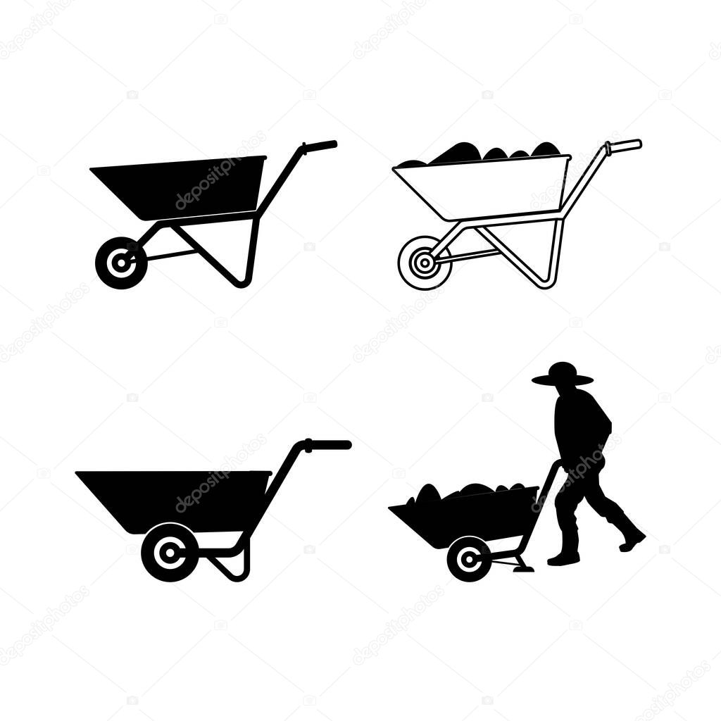 Wheelbarrow vector icon,illustration logo design