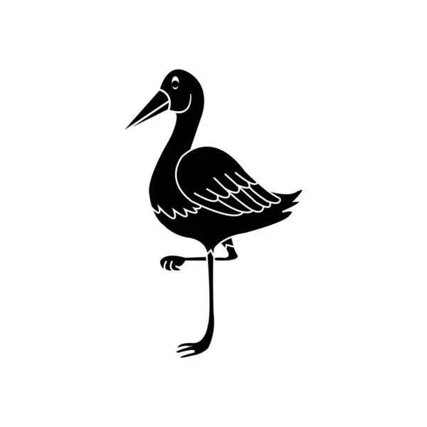 Długonogi Ptak Ikona Wektor Ilustracja Prosty Projekt — Wektor stockowy