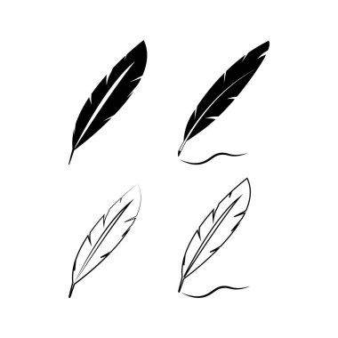 Tüy tüyü kalem imzası logo tasarım şablonu çizim vektörü