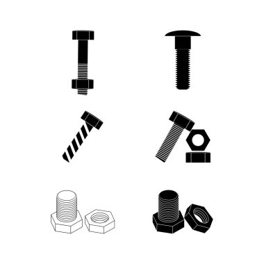 cıvata ve ceviz simgesi mühendislik ve inşaat için basit tasarım