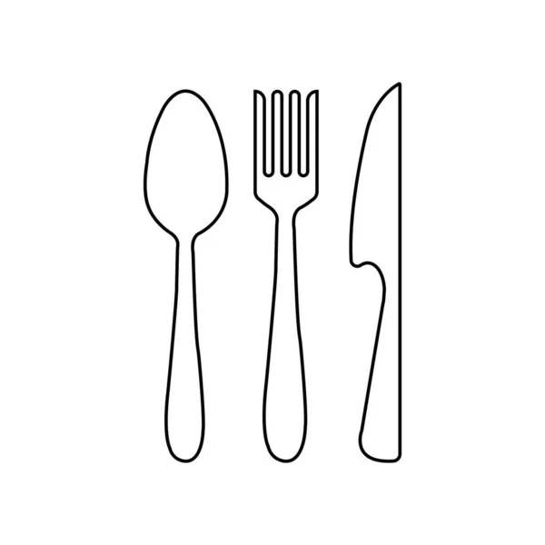 Cuchara Tenedor Cuchillo Icono Diseño Simple Vector — Archivo Imágenes Vectoriales
