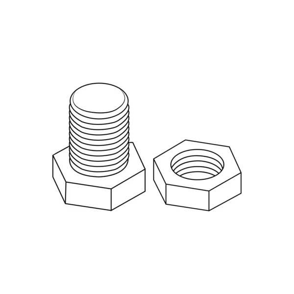 Ícone Parafuso Porca Para Engenharia Construção Design Simples —  Vetores de Stock