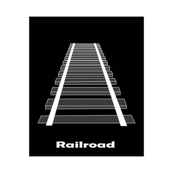 Järnvägsikon Vektor Skylt Järnvägsspår Siluett — Stock vektor