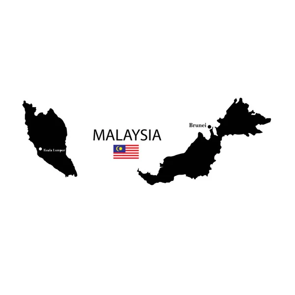 马来西亚国家地图图标矢量图解符号设计 — 图库矢量图片
