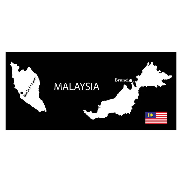 马来西亚国家地图图标矢量图解符号设计 — 图库矢量图片