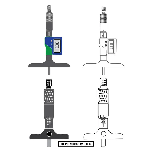 Micrometer Dept Measuring Instrument Icon Vector Simple Design — Stock Vector