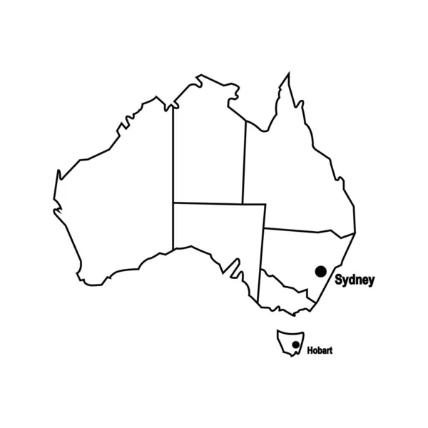 Austrália Mapa Ícone Vetor Ilustração Símbolo Design — Vetor de Stock