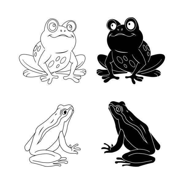 Kurbağa Simgesi Vektör Illüstrasyon Logo Tasarım Şablonu — Stok Vektör