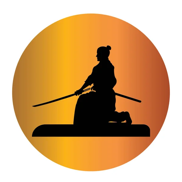 Samurai Espada Icono Vector Ilustración Diseño Simple — Vector de stock