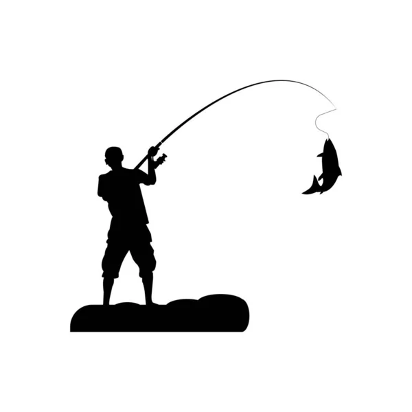 釣り人アイコンベクターイラストシンボルデザイン — ストックベクタ