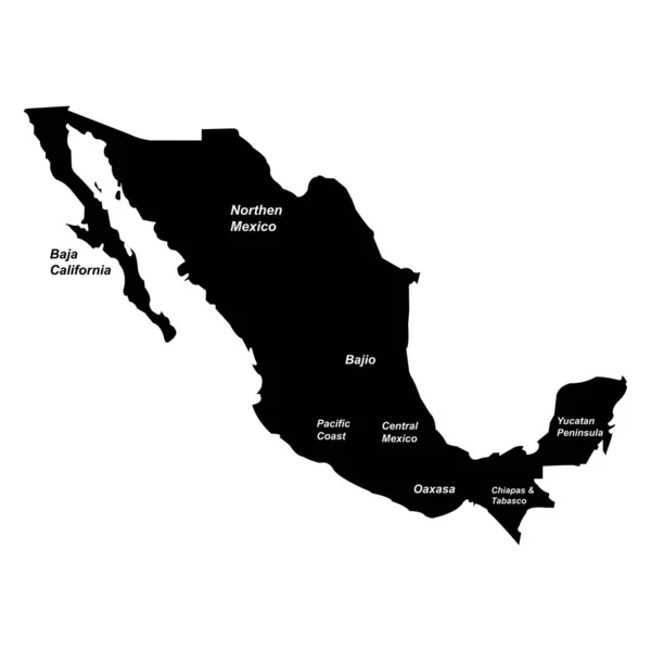 Messico Mappa Icona Vettore Illustrazione Simbolo Disegno — Vettoriale Stock