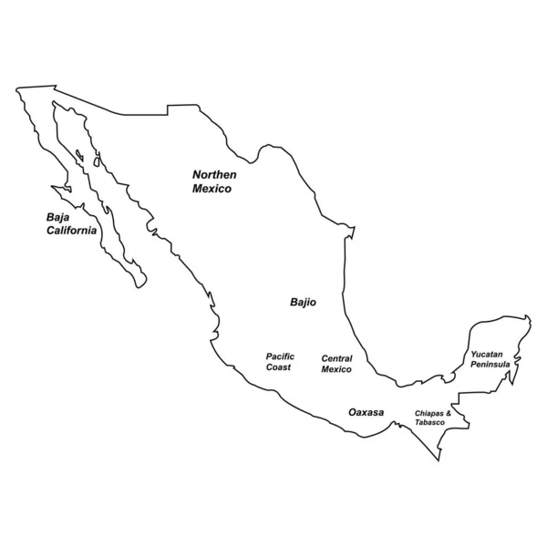 Meksiko Peta Ikon Vektor Gambar Desain Simbol - Stok Vektor