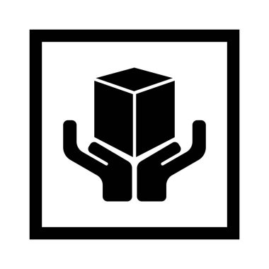 Kırık kırılgan paket sembollü kırılgan düz simge. Etiket vektör illüstrasyonu