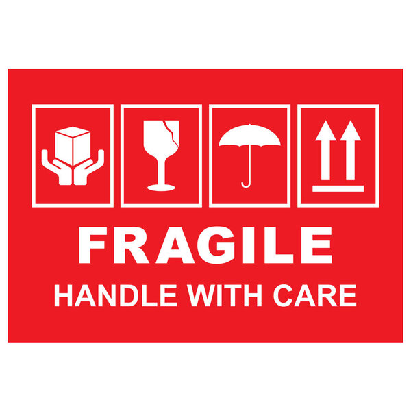 Fragile flat icon with cracked fragile package symbol. Label vector illustration