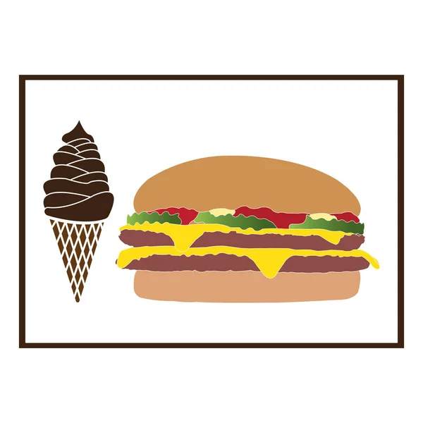 Burger Vettoriale Icona Illustrazione Logo Design — Vettoriale Stock