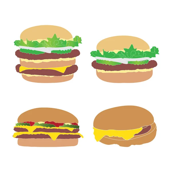 Burger Vector Icon Illustration Logo Design — Stock Vector