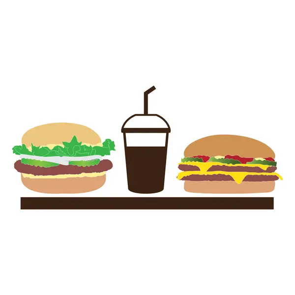 Burger Vector Icono Ilustración Logo Diseño — Archivo Imágenes Vectoriales