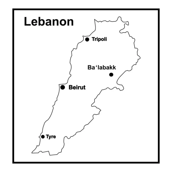 Λίβανος Χάρτη Εικονίδιο Διάνυσμα Εικονογράφηση Σύμβολο — Διανυσματικό Αρχείο