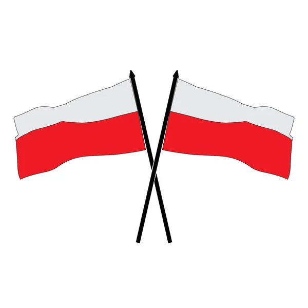 Polen Flagga Ikon Vektor Illustration Enkel Design — Stock vektor