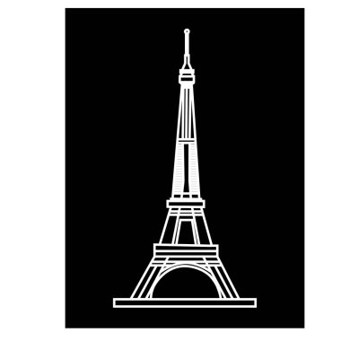 Paris 'teki Eyfel Kulesi. Beyaz arkaplanda izole edilmiş, vektör tasarımı.