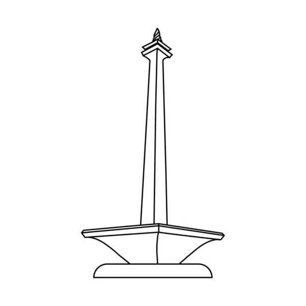Icono Monumento Monas Edificio Histórico Indonesia Yakarta Vector Ilustración Diseño — Vector de stock