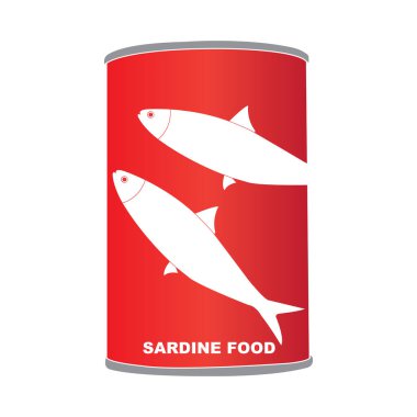 Sardalyalar, konserve balık ikonu vektör çizim sembolü tasarımı
