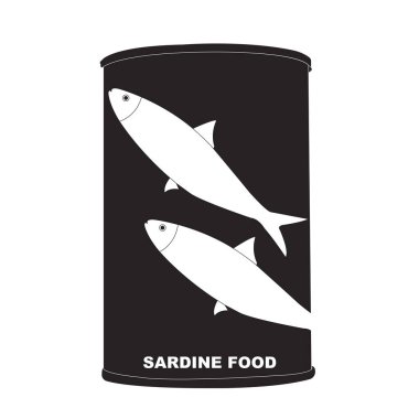 Sardalyalar, konserve balık ikonu vektör çizim sembolü tasarımı