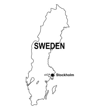 İsveç harita simgesi vektör çizimi tasarımı
